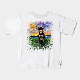 Short Hair Black and Tan Chihuahua Night (splash version) Kids T-Shirt